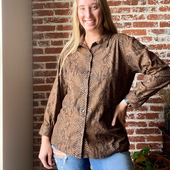 vintage michael taylor apparel snakeskin button down - Picture 1 of 7